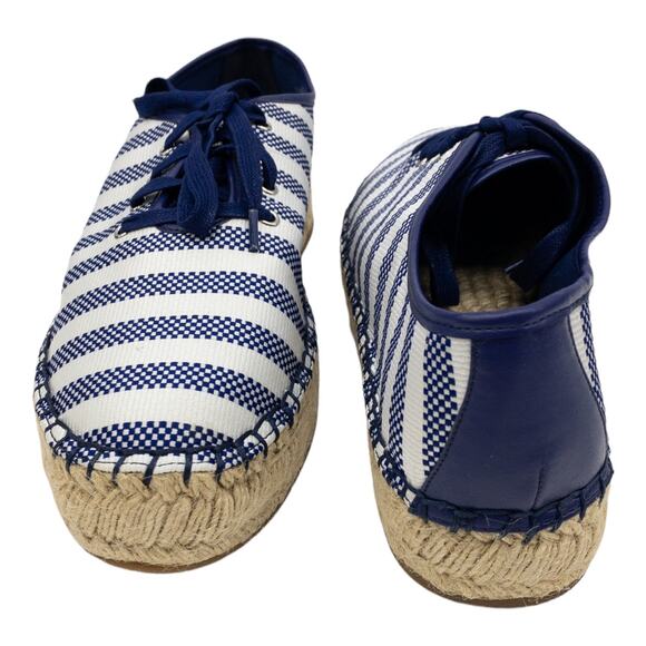 Nine West  Lace Up Espadrille Platform Sneakers 9.5 Blue & White Gingerbread - Picture 7 of 12